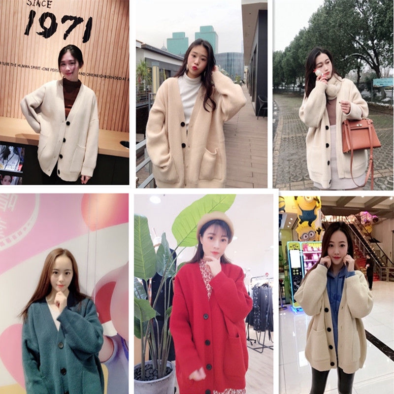 Áo khoác cardigan dệt kim dáng rộng màu sắc trẻ trung phong cách hàn quốc cho nữ | BigBuy360 - bigbuy360.vn