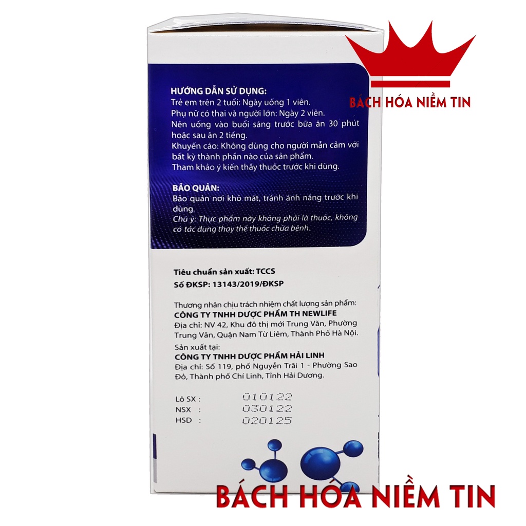 CALCI NANO EXTRA - Viên uống bổ sung canxi vitamin D3, K2 giúp xương chắc khỏe, ngừa loãng xương - Hộp 50v