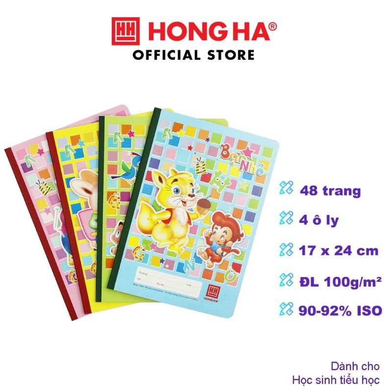 Vở ô ly Hồng Hà 48 trang School bạn nhỏ ( 0509), vở học sinh cấp 1 - soleil shop