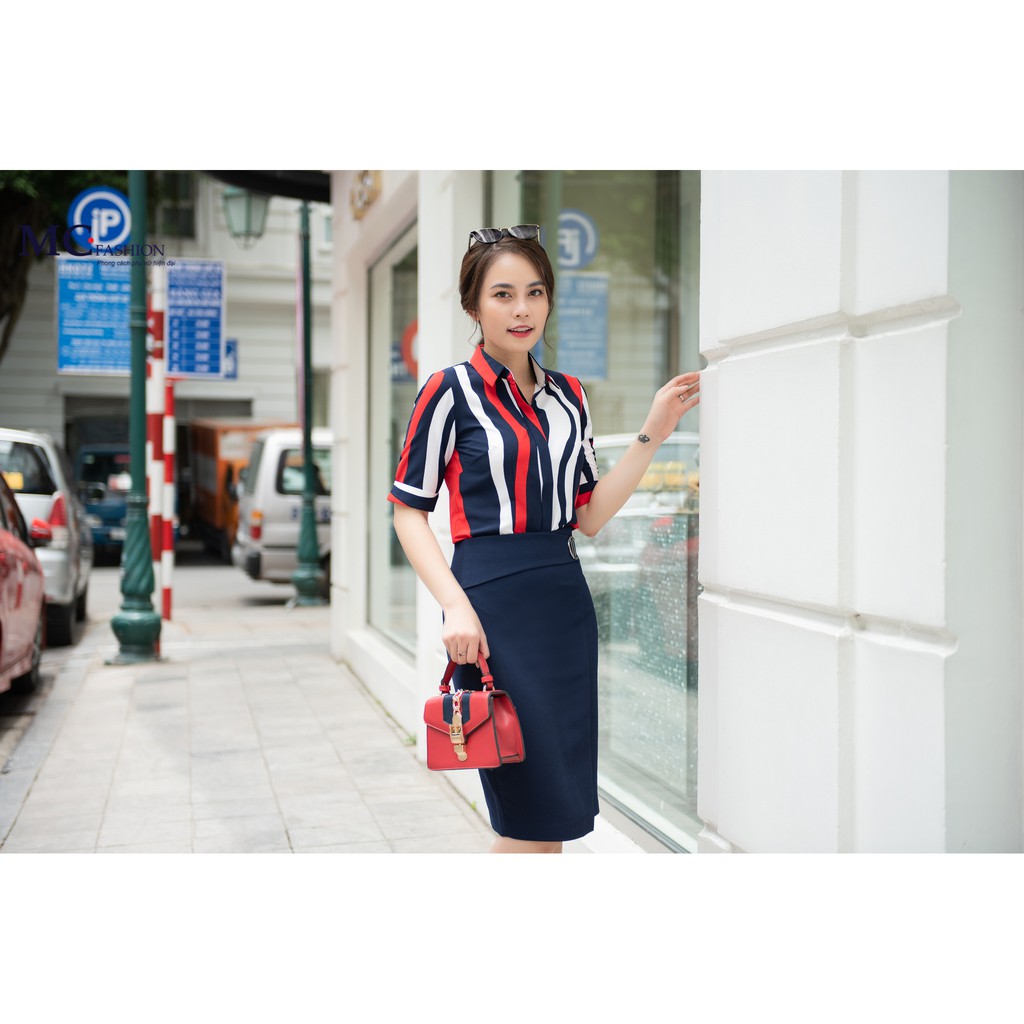 Chân váy đẹp công sở - MC Fashion CV0389 màu xanh tím than