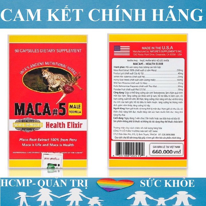 [NHẬP KHẨU] Viên Uống Tăng Cường Sinh Lý Nam MACA 5 Nhập khẩu Mỹ - Hỗ trợ Yếu sinh lý, xuất tinh sớm