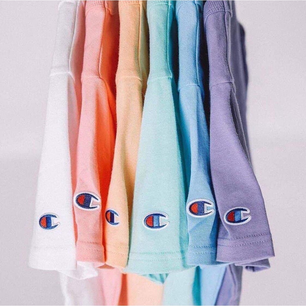 Áo thun tay lỡ Champion Logo thêu  , Áo thun Unisex tay lỡ nam nữ chất Cotton 100%