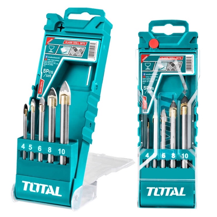 TÁCD7256 Bộ 5 mũi khoan kính Total 4-10mm