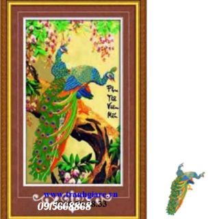 Tranh đính đá phu thê viên mãn tuyệt đẹp kt 47*75cm (kèm hình thật)