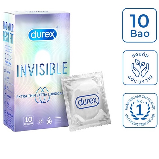 Bao Cao Su ÔM SÁT SIÊU MỎNG Durex Invisible - 12 cái