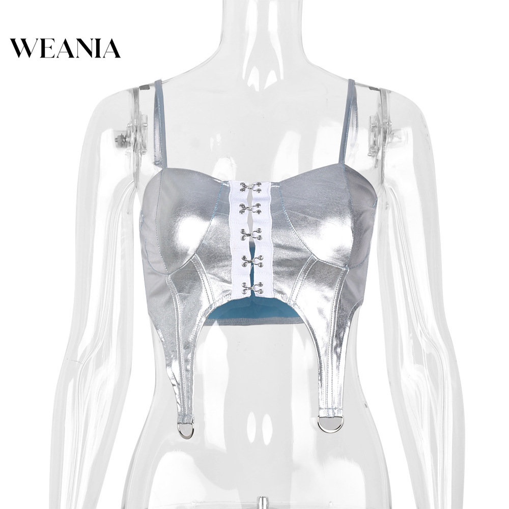 Áo Croptop Da Pu Phối Khóa Thiết Kế Lệch Tà Quyến Rũ Cho Nữ