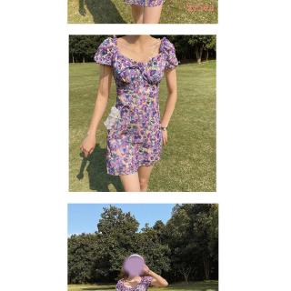 Đầm Midi Tay Ngắn Hoạ Tiết Hoa Phong Cách Retro #6