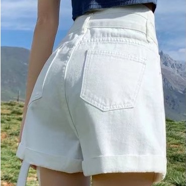 Quần Short Denim Lưng Cao Cỡ Lớn Thời Trang Mùa Hè Hàn Quốc Cho Nữ