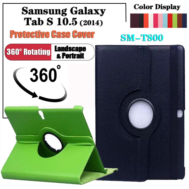 Dành Cho Samsung Galaxy Tab S 10.5 (2014) SM-T800 T800 Vỏ Bảo Vệ Da Máy Tính Bảng Thời Trang 360° Vỏ đứng xoay Bao da Folio gấp lật