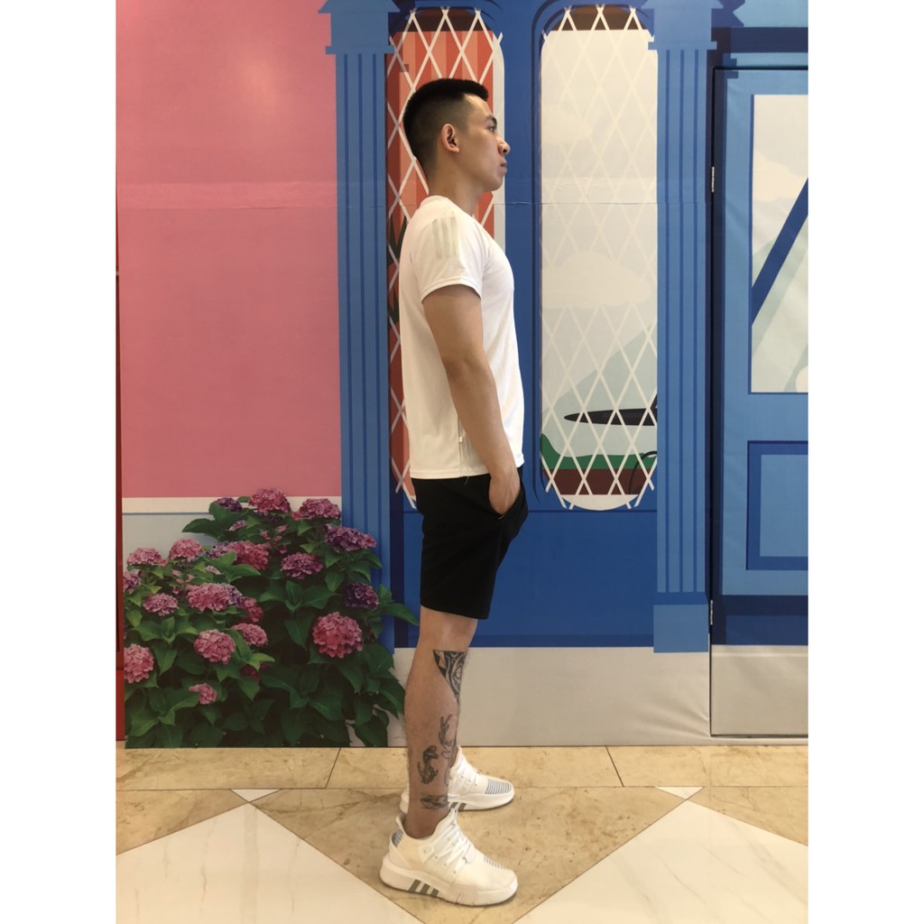 Bộ thể thao nam cổ tròn mẫu mới chất thun - MÀU TRẮNG
