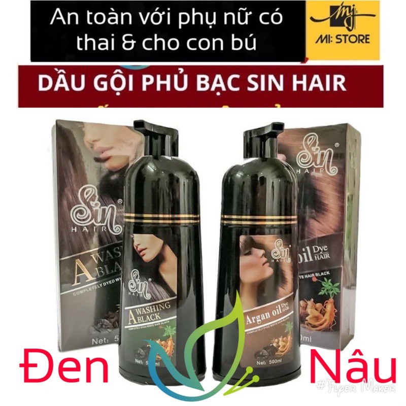 (Chính hãng) dầu gội phủ bạc Sin hair nhân sâm Nhật Bản - tóc đen nâu đều màu tự nhiên - không bao tay không dính da