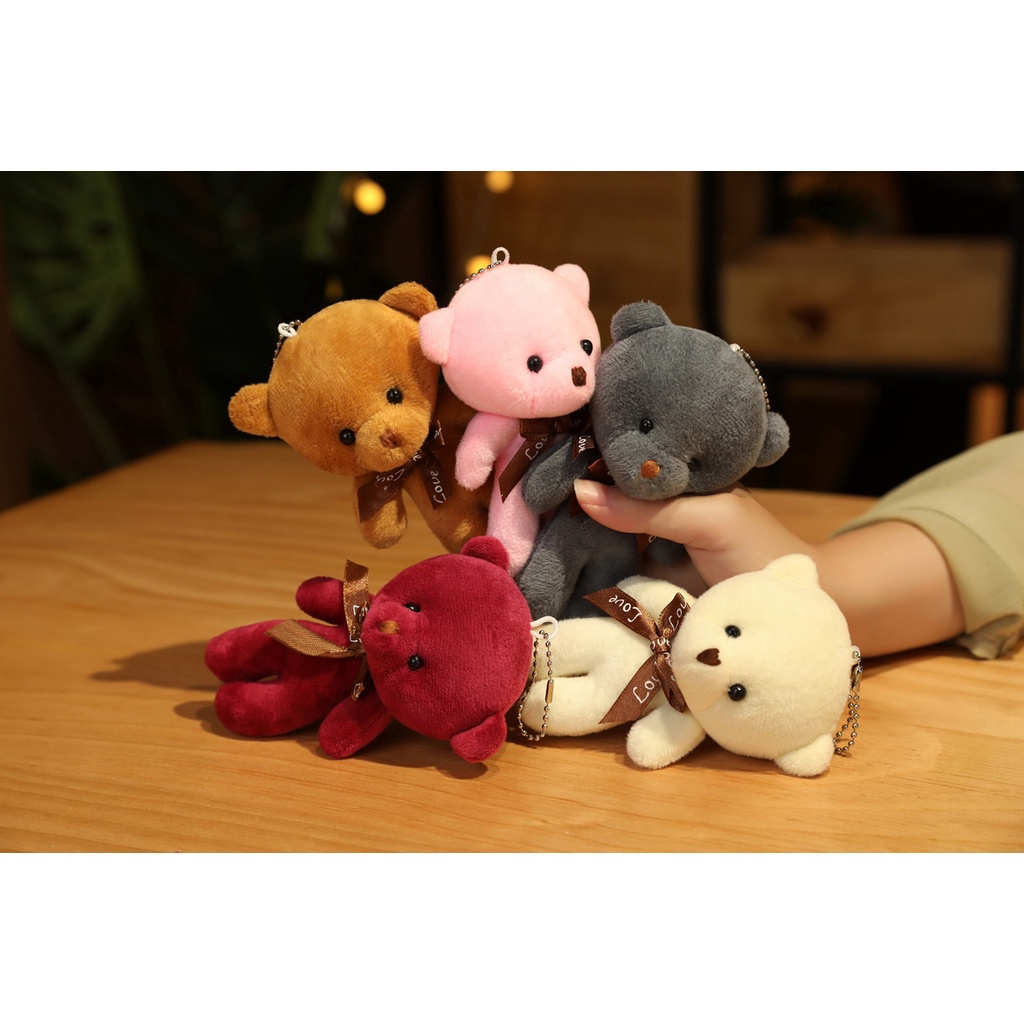✨Gấu Teddy Nhồi Bông Mini 12Cm Dễ Thương Có Móc Treo Trang Trí Ba Lô/Túi Xách