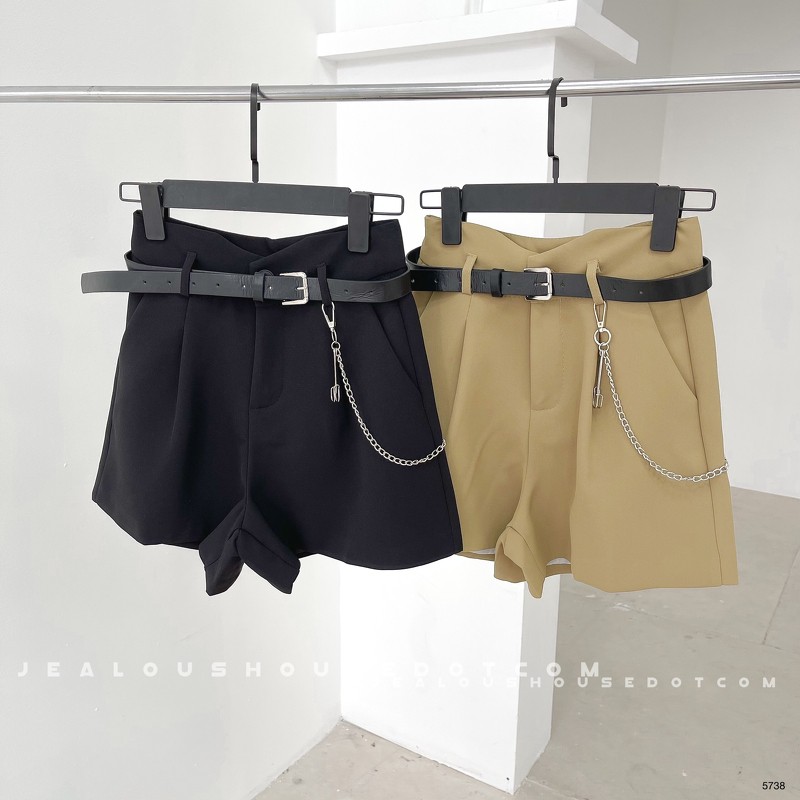 Quần short vải nữ, quần kaki cạp nhọn 5738