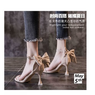Horizontal strap high heels with a lovely bow bow