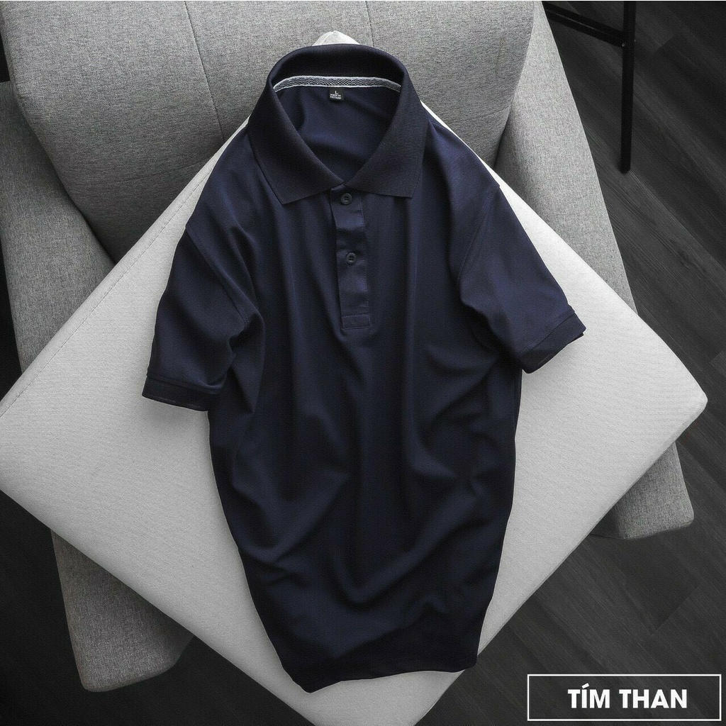 [GIÁ XƯỞNG]Áo THUN nam - nữ MÀU XANH ĐEN vải Cá Sấu poly cổ dệt bo cao cấp | BigBuy360 - bigbuy360.vn