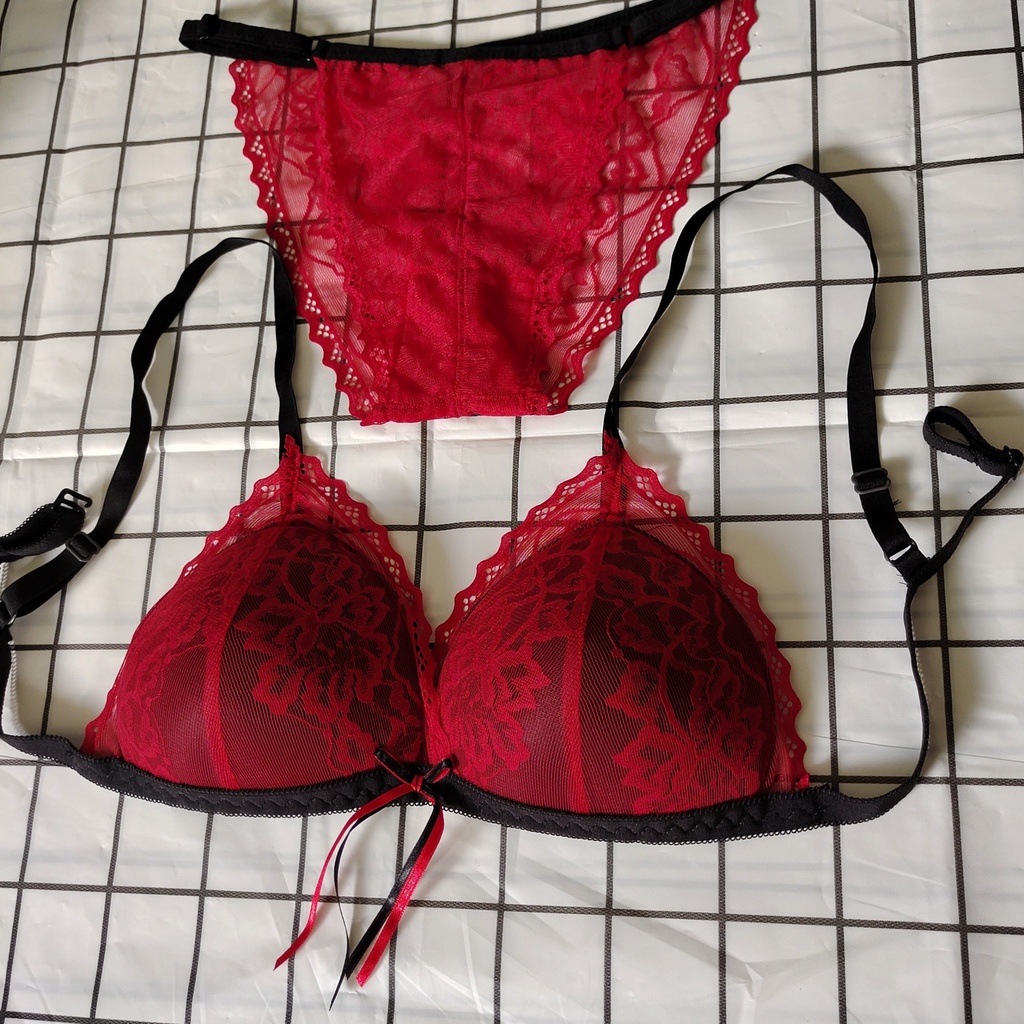 Set Bra - Bralette ren sexy không gọng, mút mỏng - Màu đỏ - NY08 | BigBuy360 - bigbuy360.vn