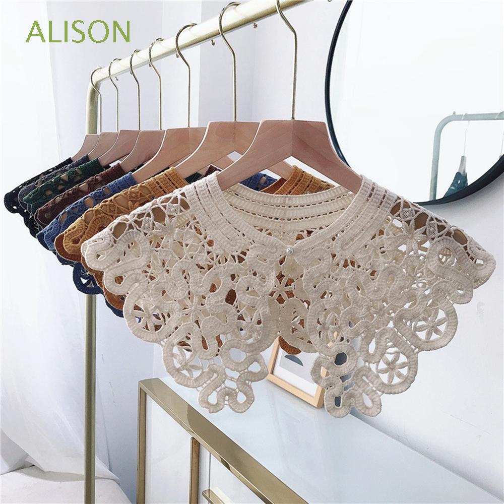 Cổ áo giả trang trí bằng vải cotton thêu ren kiểu vintage cho nữ tùy chọn màu sắc