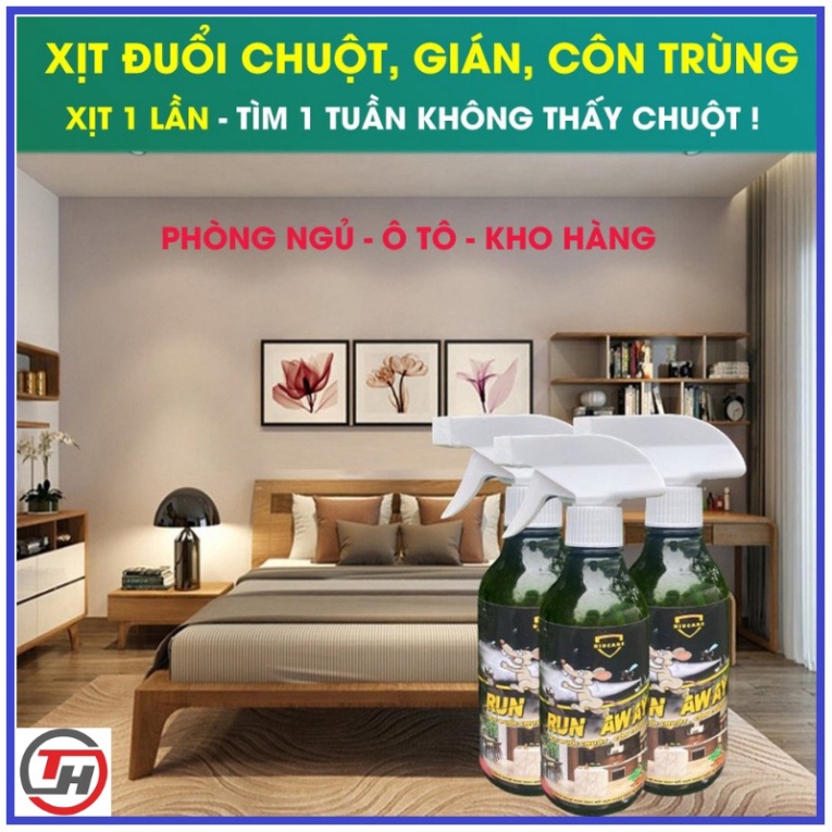 Xịt đuổi chuột thảo mộc Run Away [ Tặng vòi xịt ] 300ml an toàn cho sức khoẻ .Đuổi chuột, gián, côn trùng sau 1 lần xịt