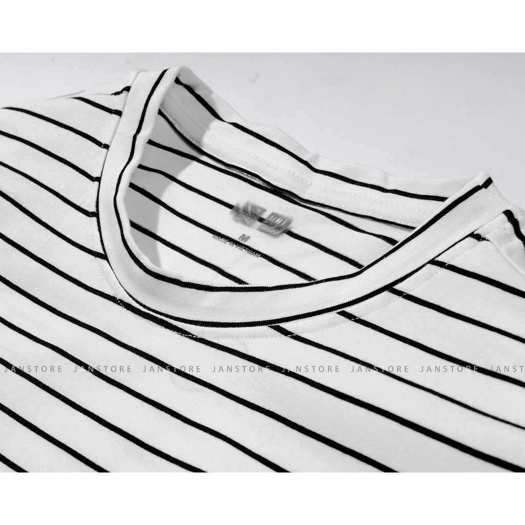 Áo phông kẻ Unisex ngắn tay cổ tròn , áo thun kẻ 100% cotton cho nam nữ VNXK Jan Store | BigBuy360 - bigbuy360.vn