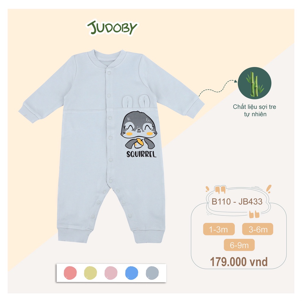 [FREESHIP] Body sơ sinh dày dài tay 3-9 tháng tuổi, bamboo sợi tre Judoby- Dokma- Voikids JB433