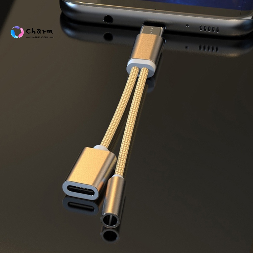 Dây cáp chuyển đổi âm thanh tai nghe 2 trong 1 type-c sang 3.5mm