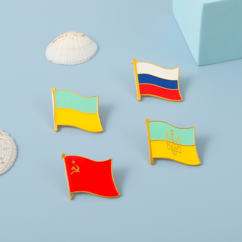 Ghim Cài Áo Kim Loại Tráng Men Hình Cờ Quốc Gia