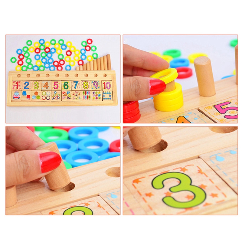 Tài liệu toán học Montessori Đồ chơi giáo dục Bảng gỗ số bảng tròn xếp chồng bảng đếm Đồ chơi khai sáng thú vị