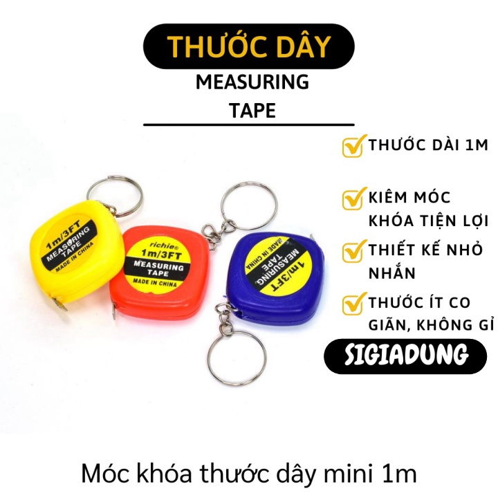 [SGD] Thước Cuộn - Móc Khóa Kiêm Thước Dây Dài 1m Nhỏ Gọn, Đáng Yêu Nhiều Màu Sắc 5158