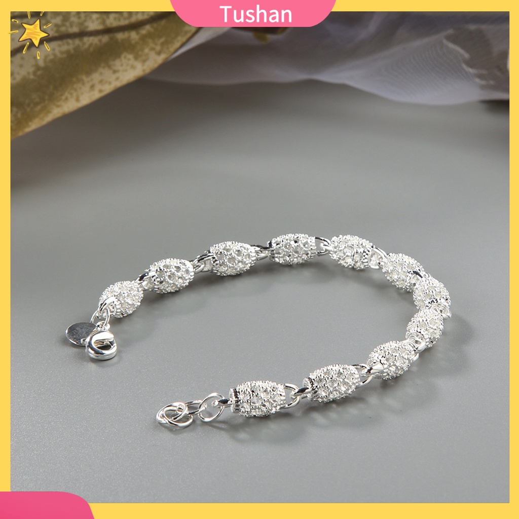 Vòng tay mạ bạc 925 dạng dây xích đính đá xinh xắn