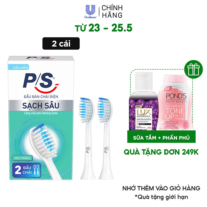 Bộ 2 đầu bàn chải điện P/S - Sạch Sâu Màu Trắng