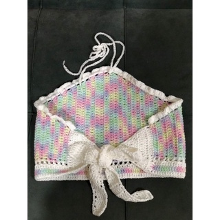 🌸Áo CROPTOP móc len cột nơ siêu xinh[Ảnh thật]