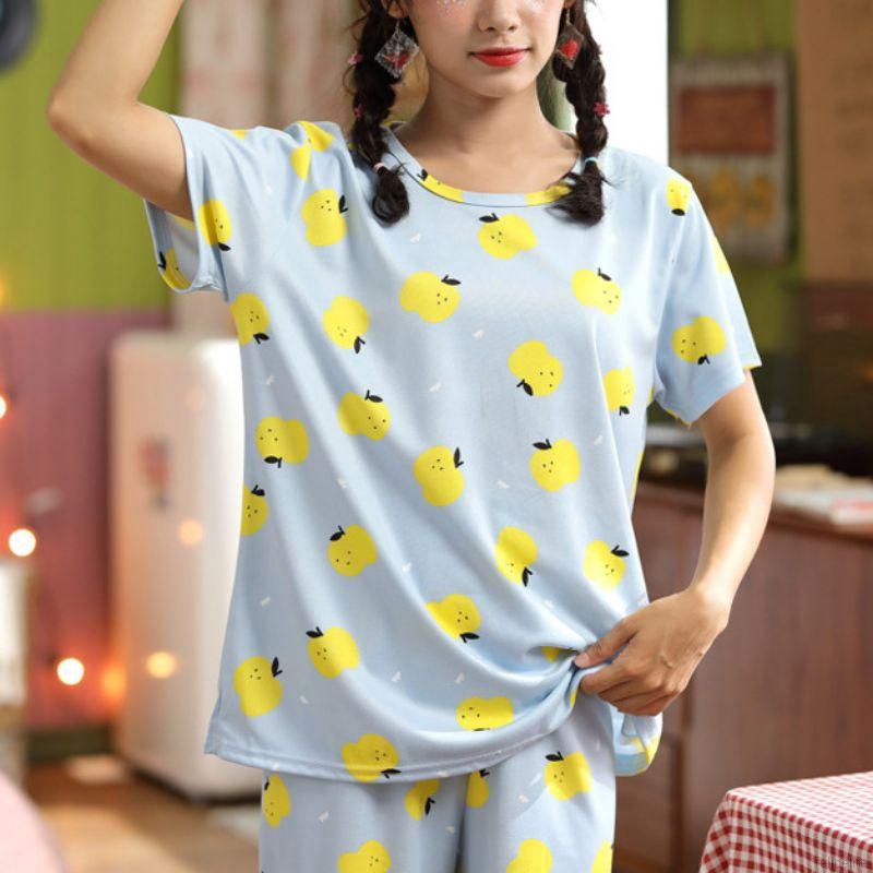 Set Đồ Ngủ Ngắn Tay Form Rộng Phong Cách Trẻ Trung Dành Cho Nữ