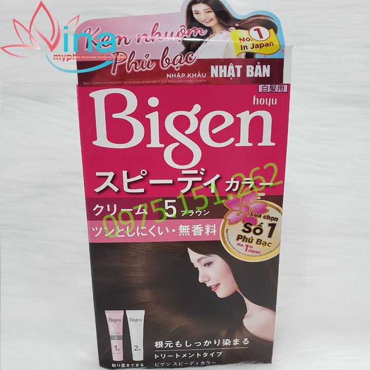 Kem Nhuộm Tóc Bigen (hồng) nhập khẩu Nhật Bẩn ( Số 5 - Nâu sẫm )