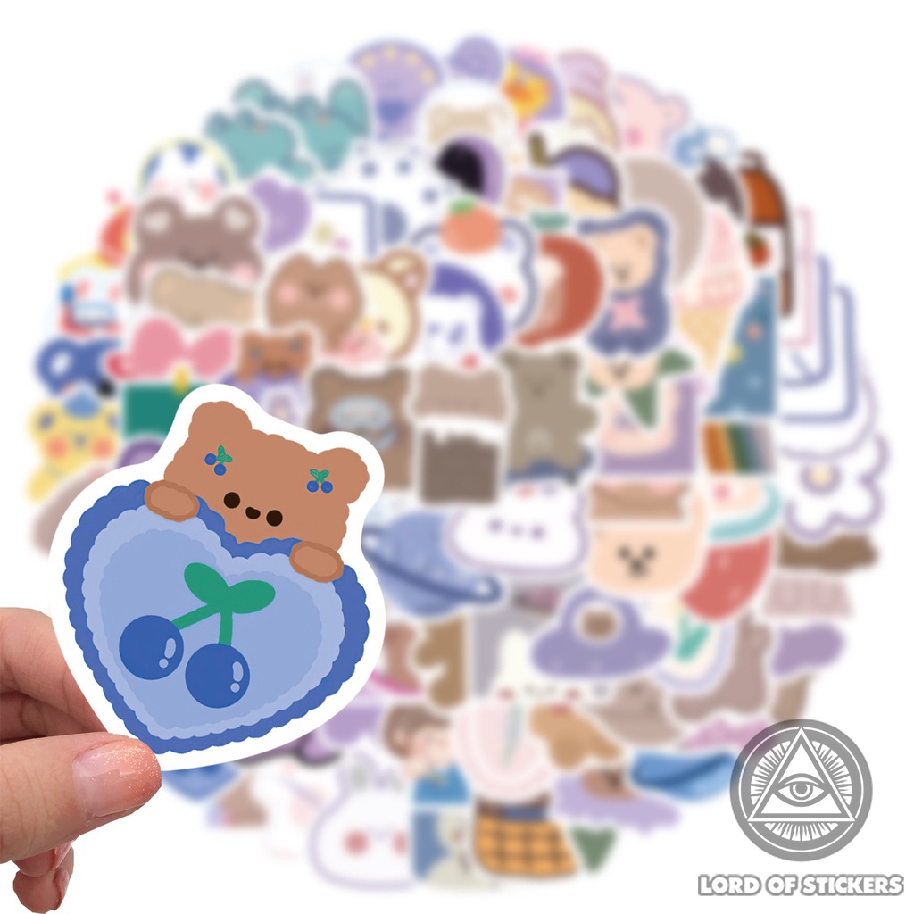 Set 90 Miếng Dán Họa Tiết Gấu Hoạt Hình Cute Dễ Thương Sticker Chống Thấm Nước Trang Trí Mũ Bảo Hiểm, Laptop, Sổ, Guitar