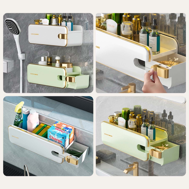 Kệ Đựng Đồ Trang Điểm Treo Tường Không Cần Đục Lỗ Dành Cho Phòng Tắm