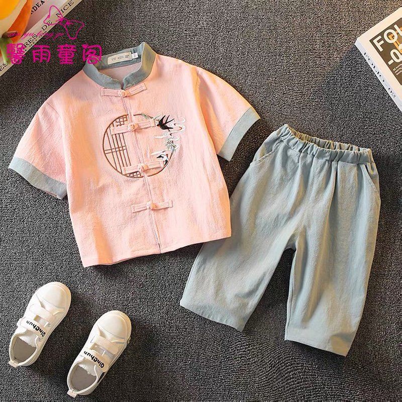 Bộ Hán Phục Mùa Hè Bằng Cotton Lanh Phong Cách Trung Hoa Cổ Điển Cho Bé