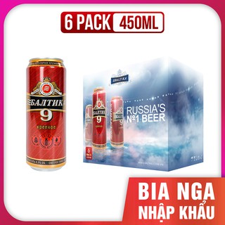 Bia Nga Nhập Khẩu - Bia Baltika loại số 9 - 450ml/lon, 6 lon/lốc