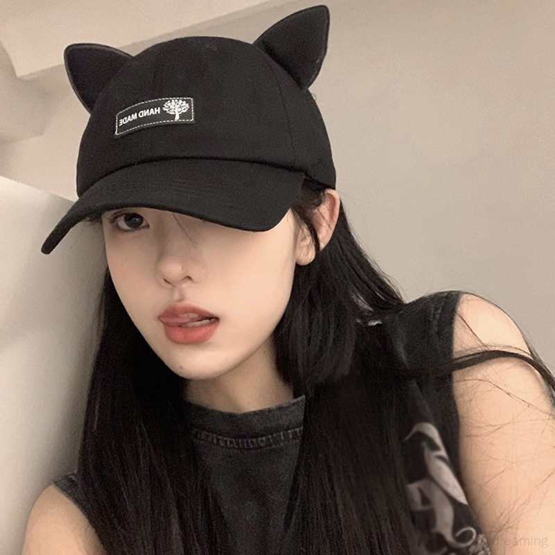 Mũ Lưỡi Trai Hình Tai Mèo Dễ Thương Phong Cách Hip Hop Cho Nữ