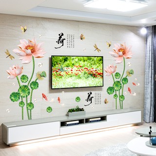 decal dán tường hoa sen đá đẹp