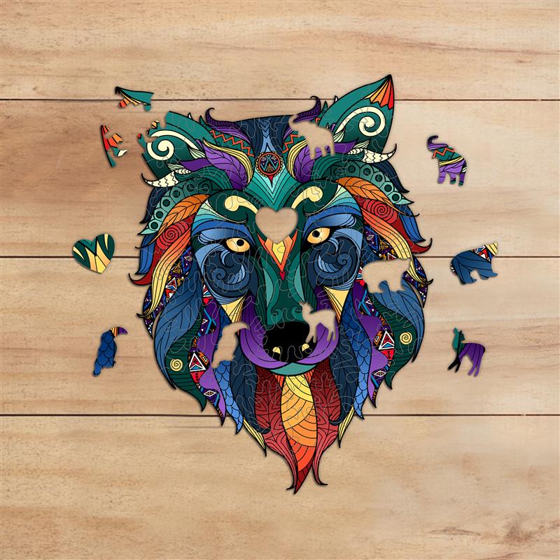 Bộ xếp hình gỗ đồ chơi Thegioipuzzle ghép hình puzzle con vật- Con Sói 002