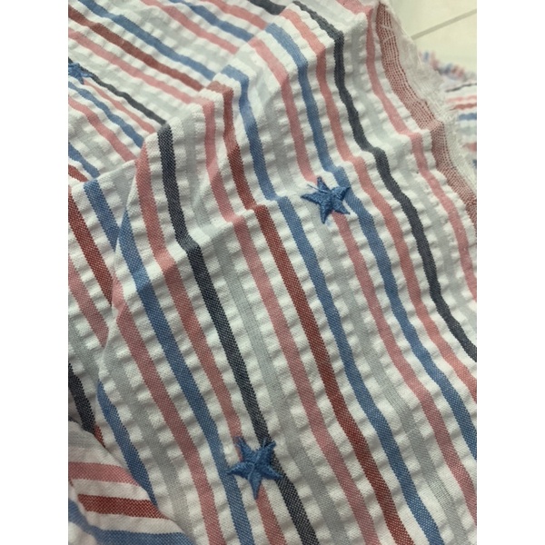 Vải thô sọc hình thêu ngôi sao