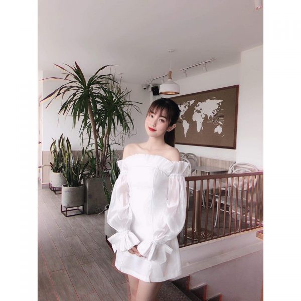 Đầm dự tiệc trễ vai tay voan sang trọng thanh lịch | BigBuy360 - bigbuy360.vn