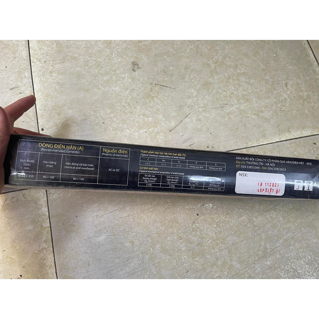 5kg Que hàn Việt Đức 2.5 - 3.2mm - 4mm que hàn sắt