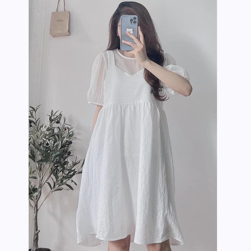 Set áo váy trắng siêu xinh - Đầm trắng dễ thương