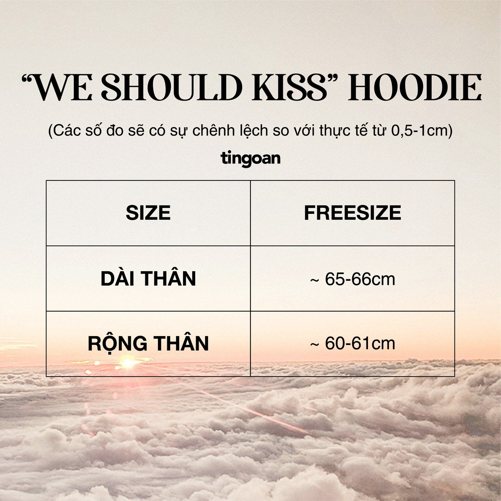 Áo hoodie nhung bóng dáng rộng be tingoan “WE SHOULD KISS” HODDIE/BG