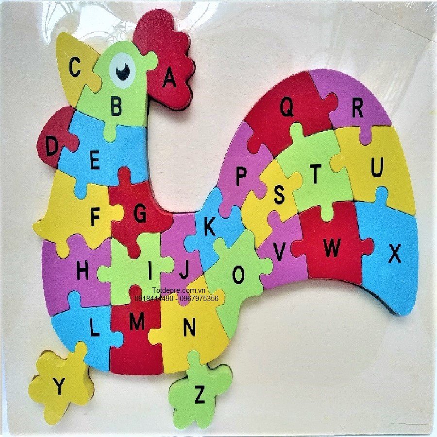 Ghép tranh gỗ kèm học chữ cái Tiếng Anh hàng Cao Cấp