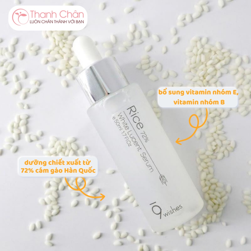 Tinh Chất Làm Sáng Da Chiết Xuất Gạo 9 Wishes Rice 72% White Lucent Serum 50ml