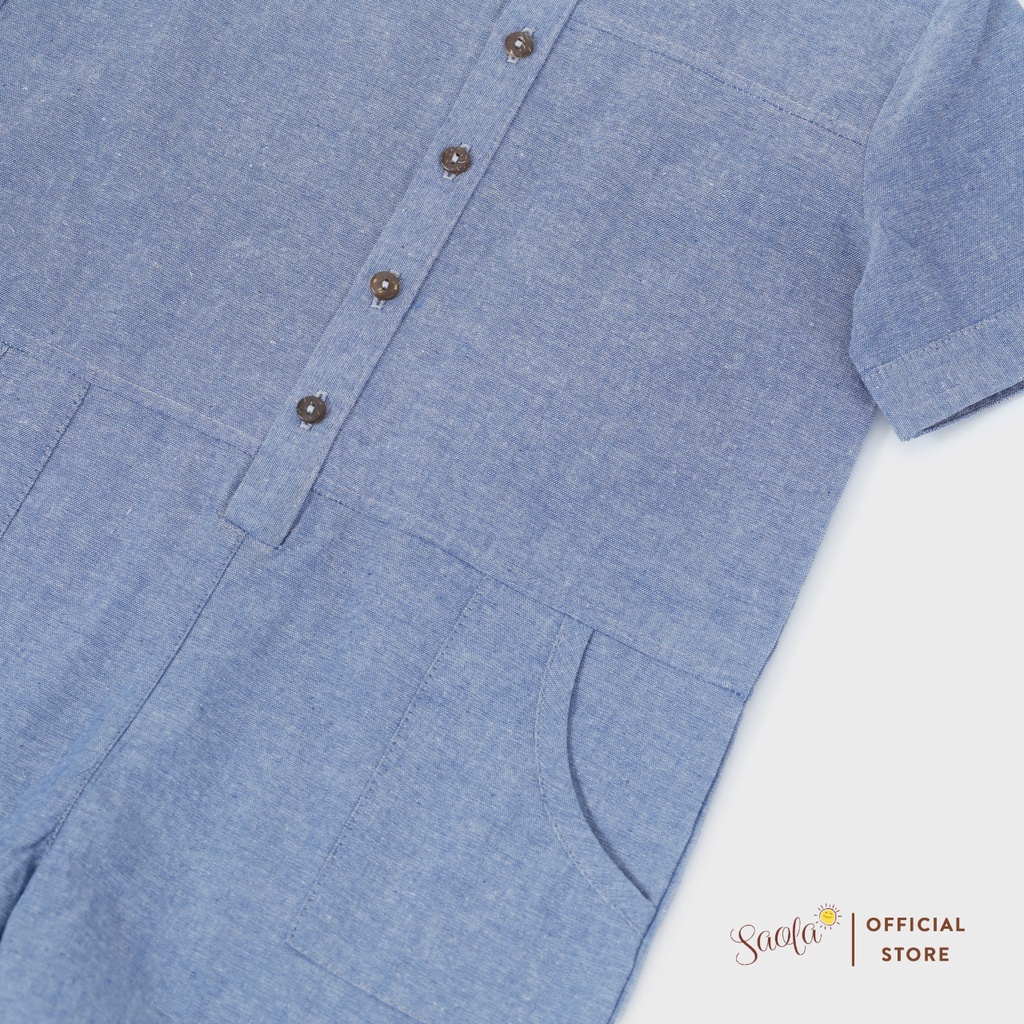 Áo liền quần/ Jumpsuit Bé Trai/ Bé Gái Chất Linen Cao Cấp - SERKAN OVERALL- JSL006 - SAOLA KIDS CLOTHING