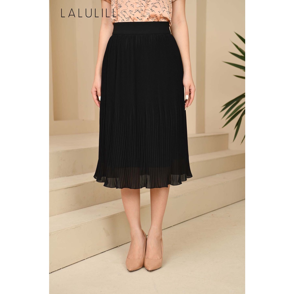 LALULILL - Chân váy 2 lớp dập sun xỏa gấu 3 màu xanh, nâu, đen