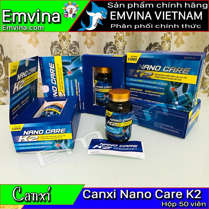 Nano Care K2 - Bổ sung Canxi, Vitamin D3, hỗ trợ còi xương ở trẻ nhỏ, loãng xương ở người lớn, phụ nữ mang thai